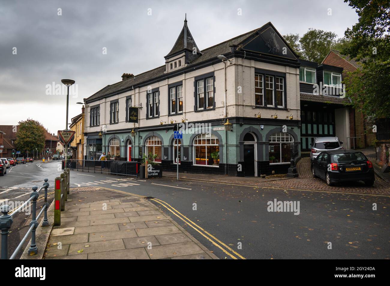 Une vue sur la maison publique de la taverne des étrangers à Charing Cross Norwich Norfolk Banque D'Images