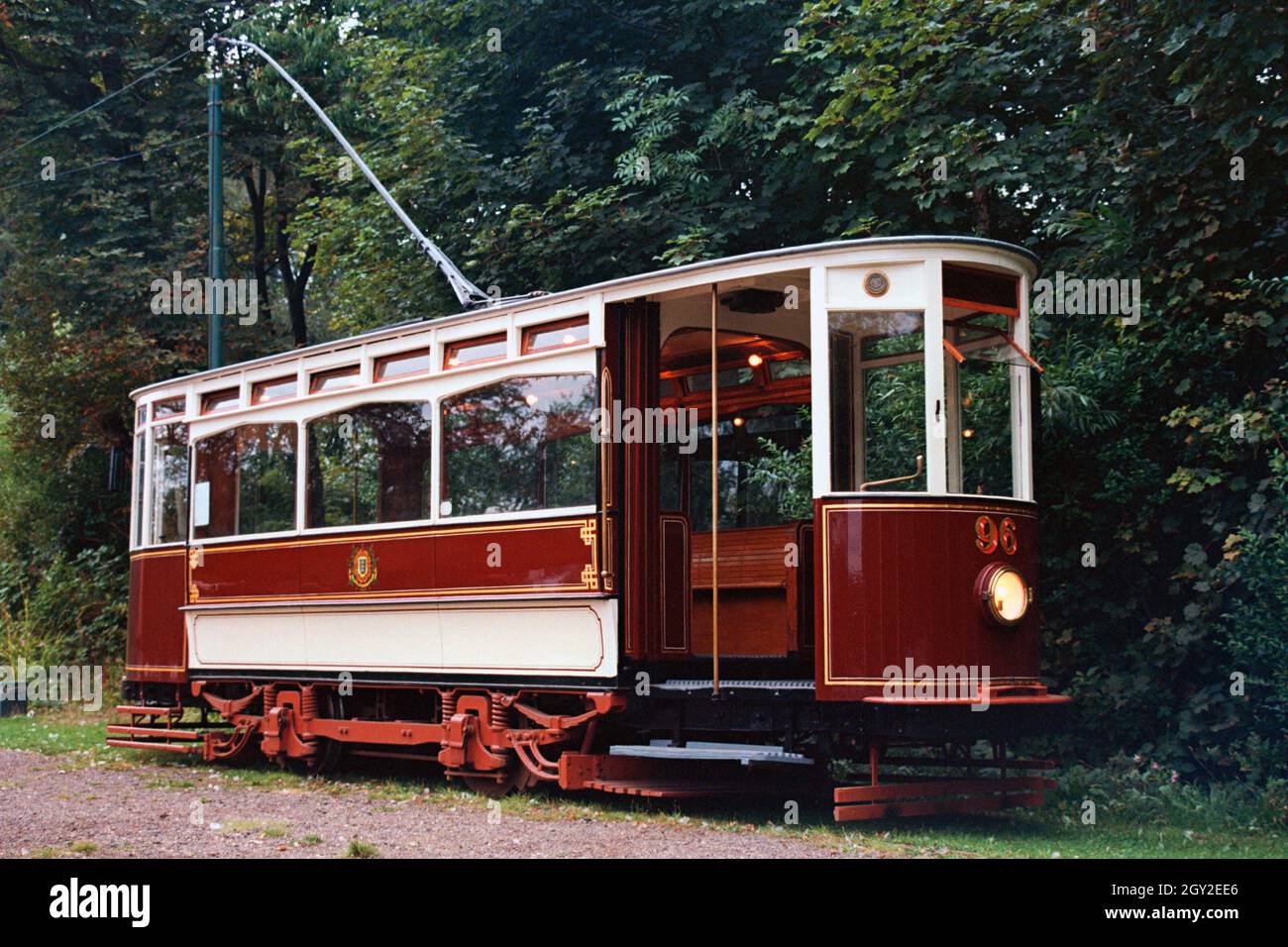 Manchester, Royaume-Uni - septembre 2021 : un tramway d'époque à Heaton Park a été utilisé pour les excursions. Banque D'Images