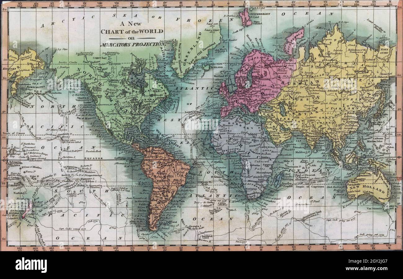 Antique world map of the 19th century Banque de photographies et d’images à haute résolution Alamy