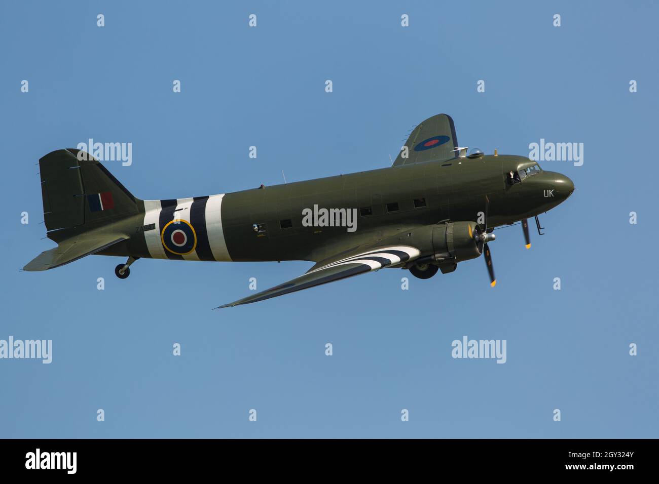 Royal Air Force RAF Douglas C47 DC3 Dakota Vintage Military transport at Banque D'Images