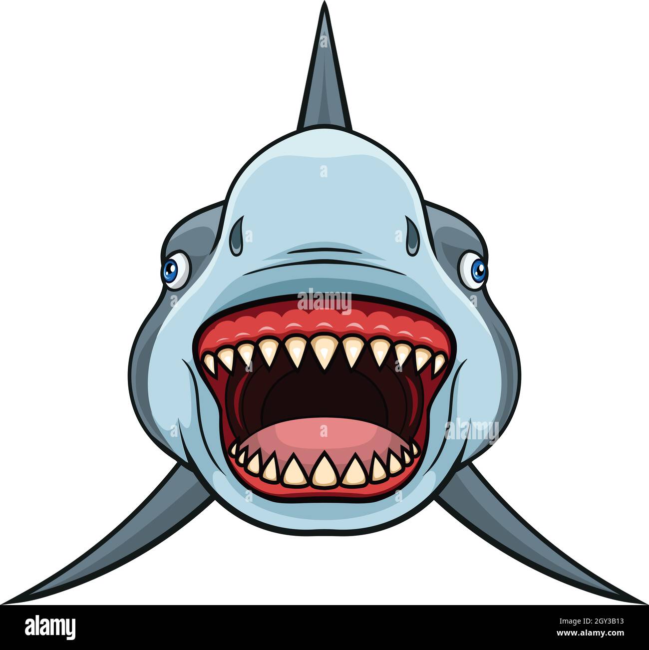 Requin de dessin animé avec mâchoires ouvertes Illustration de Vecteur