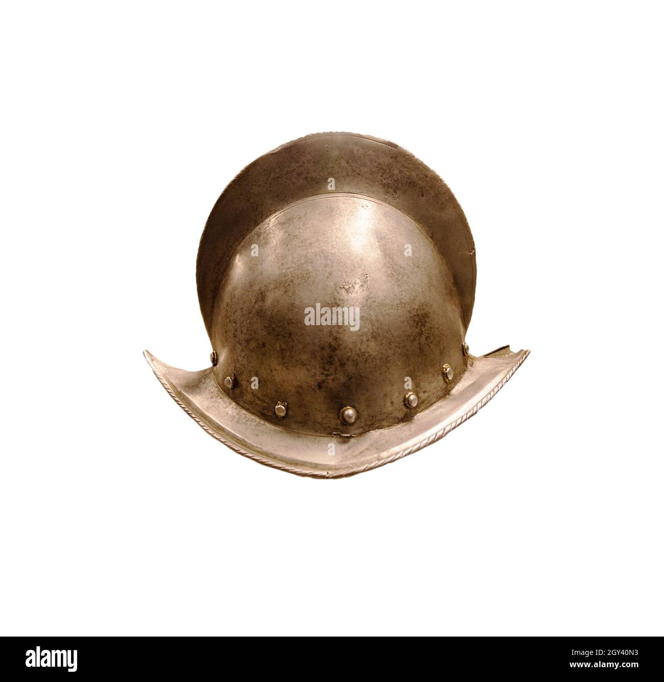 Helmet espagnol du XVIe siècle.Un morion (espagnol: Morrión) est un type de casque ouvert originaire du Royaume de Castille utilisé dès le début du 16 Banque D'Images