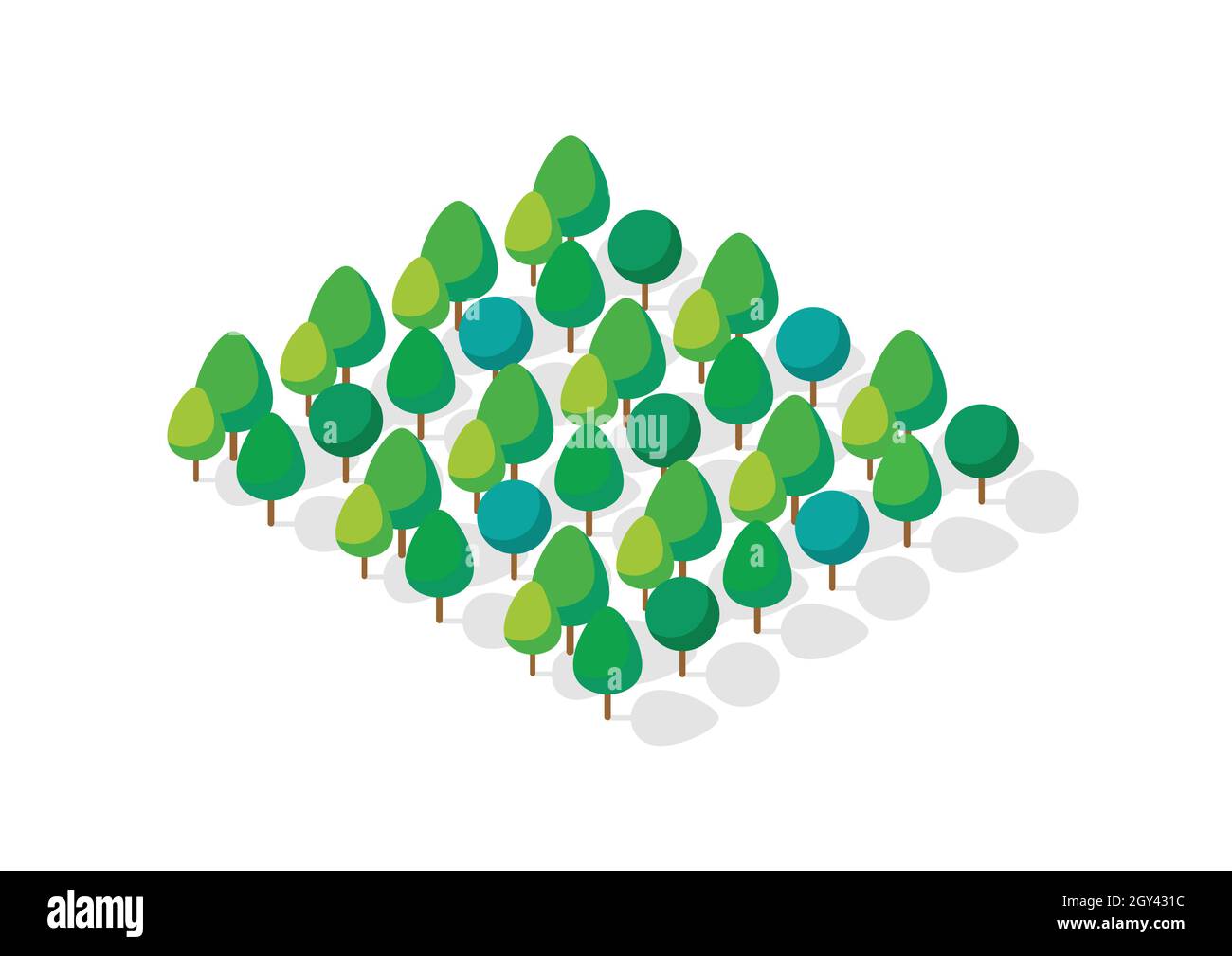 Forêt d'arbres 3d isométriques.Illustration vectorielle Illustration de Vecteur