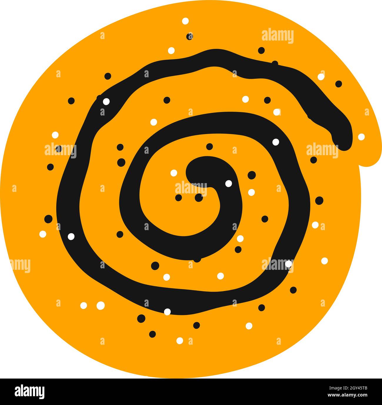 Roulé à la cannelle avec du sucre.Un petit pain en spirale.Illustration vectorielle isolée dessinée à la main Illustration de Vecteur