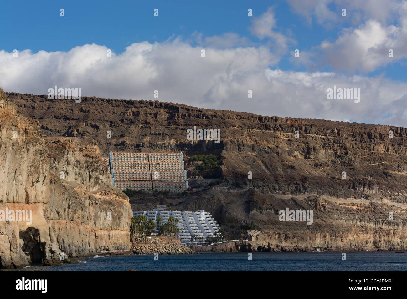 Barranco de Fataga sur l'île des Canaries de Gran Canaria en été Banque D'Images