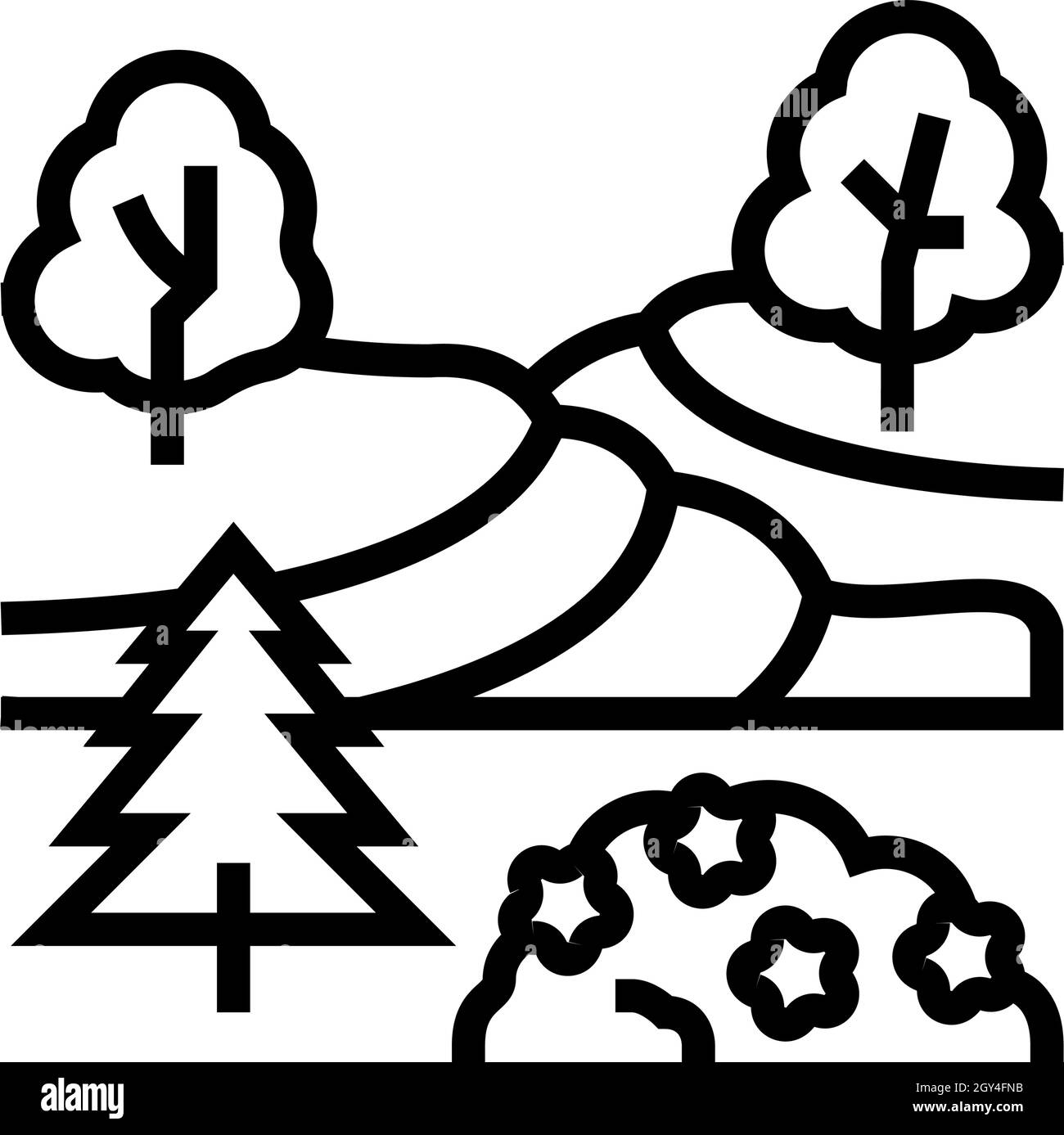 illustration vectorielle de l'icône de la ligne de services d'entretien paysager Illustration de Vecteur