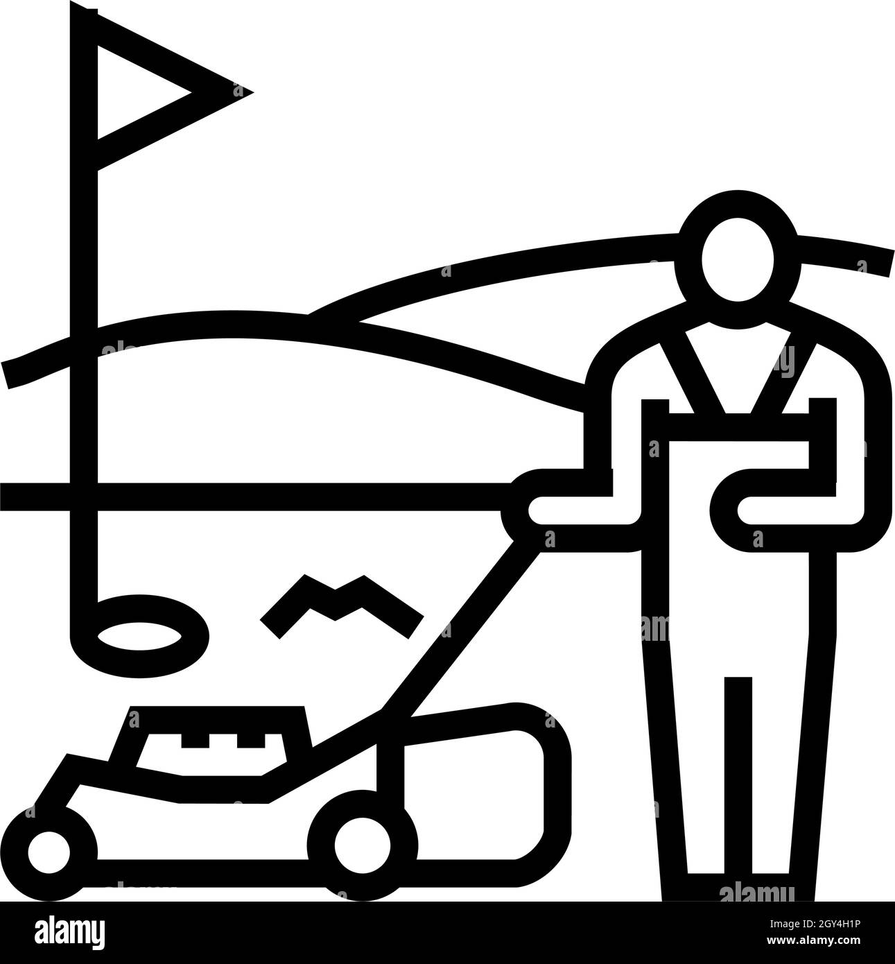 illustration vectorielle d'icône de la ligne de services gazon de sport Illustration de Vecteur