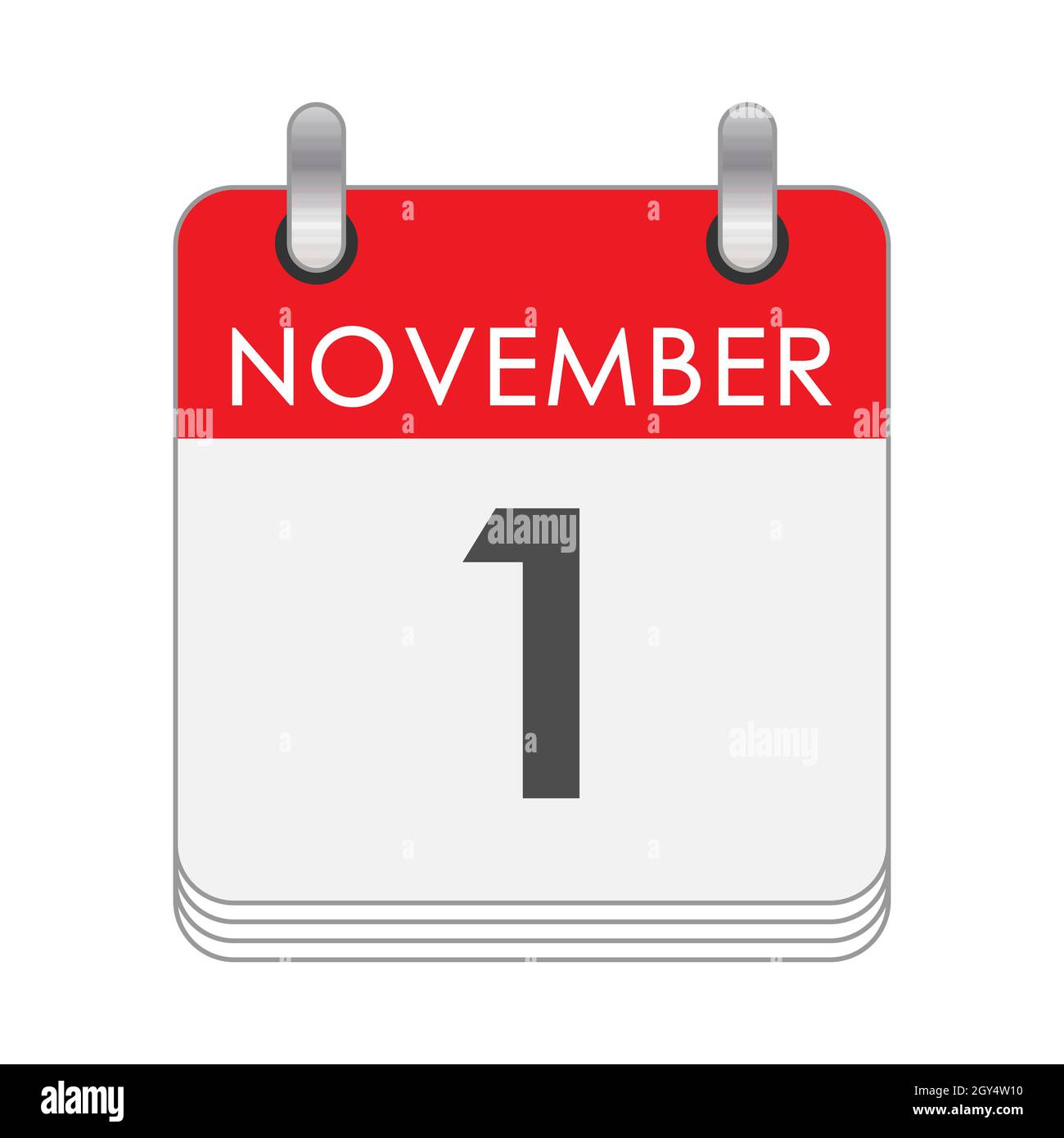 1er novembre.Une feuille du calendrier à feuilles avec la date du 1er novembre.Style plat Image Vectorielle Stock - Alamy