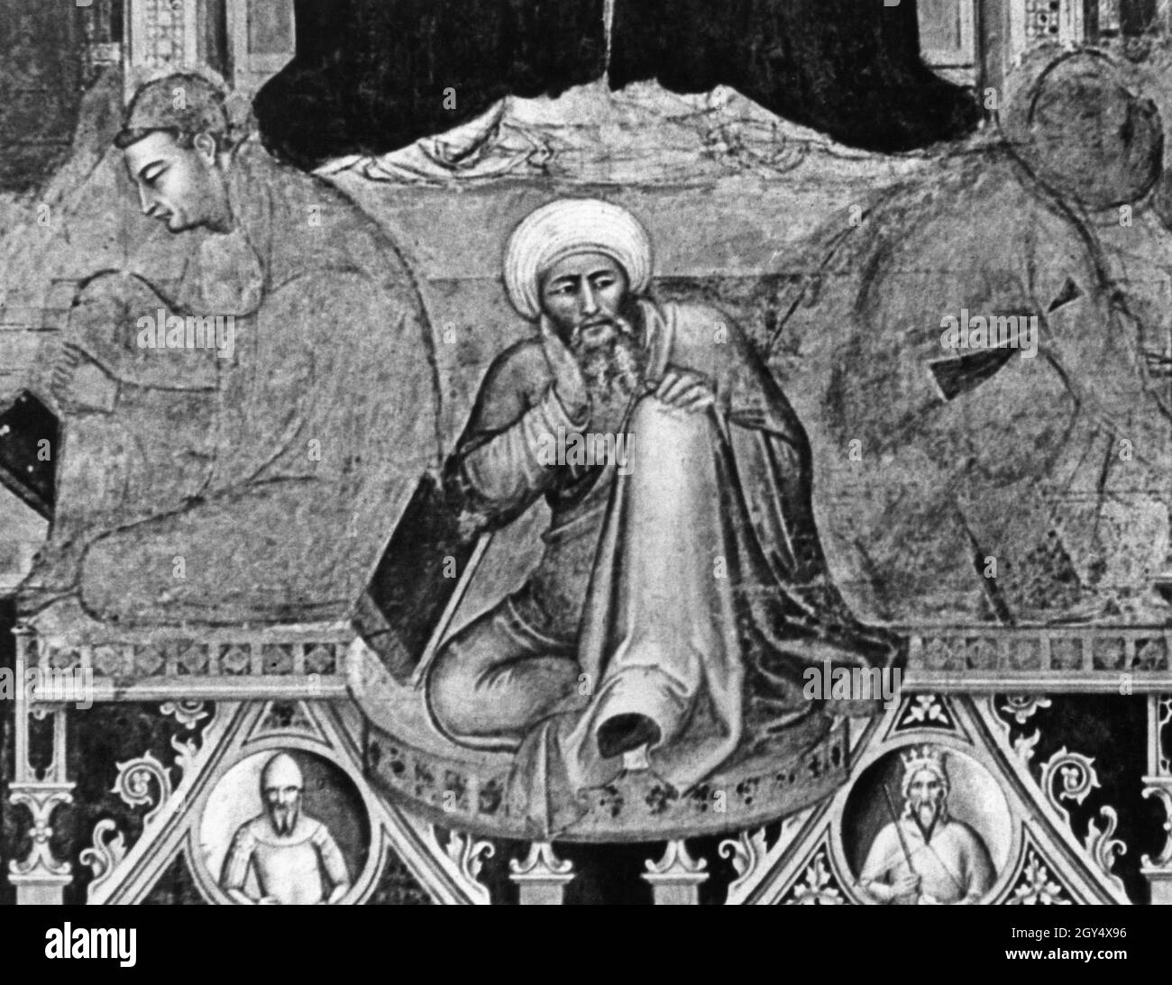 Dans la peinture, on peut voir en compagnie du saint (à gauche) l'un des plus célèbres érudits arabes de son temps, Ibn Ruschd (au centre), un dévot de la philosophie d'Aristote.Malgré la méfiance de l'Inquisition, Thomas Aquin, suivant l'exemple de son grand professeur Albertus Magnus, n'a pas hésité à adopter de l'arabe l'héritage intellectuel de l'antiquité.Une grande partie de ce texte n'a été préservée que par des traductions en arabe.Thomas Aquin est né vers 1225 et est mort le 07.03.1274.Photographie non datée, vers 1200.[traduction automatique] Banque D'Images