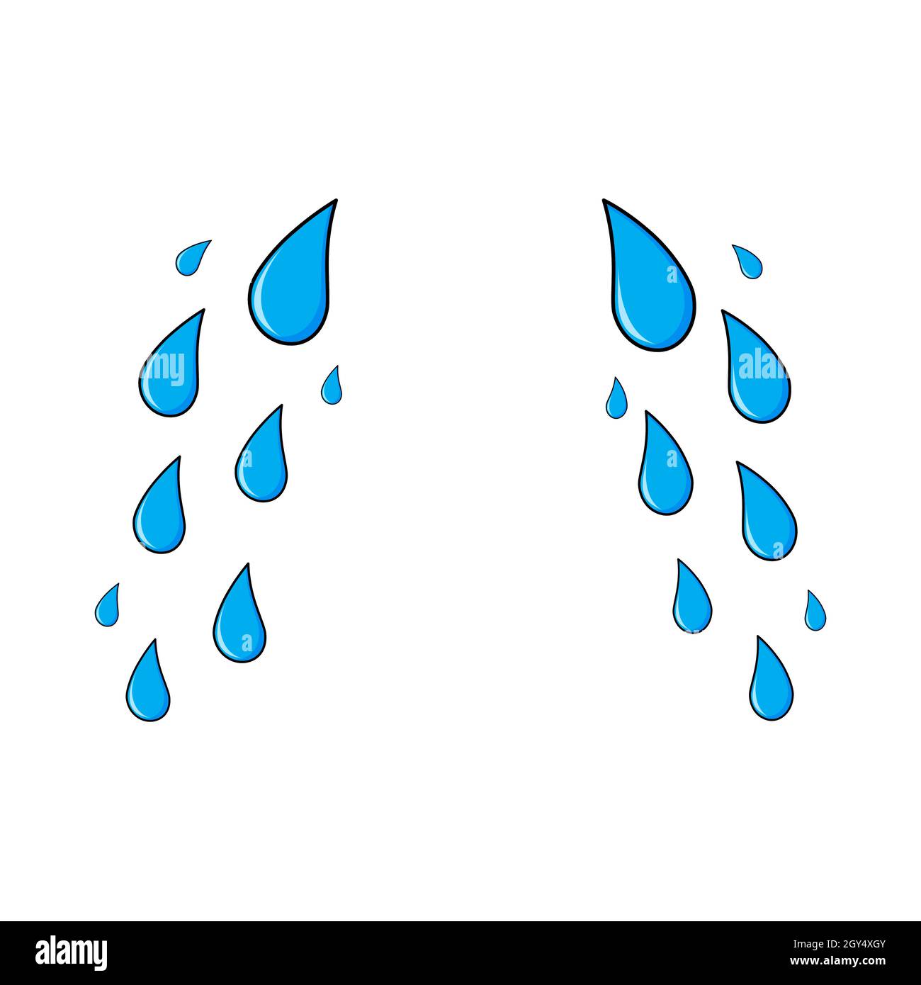 Modèle d'icône de dessin animé de déchirure, de cri.Symbole bleu d'expression triste.Jeu de flux descendant de descente simple. Illustration de Vecteur