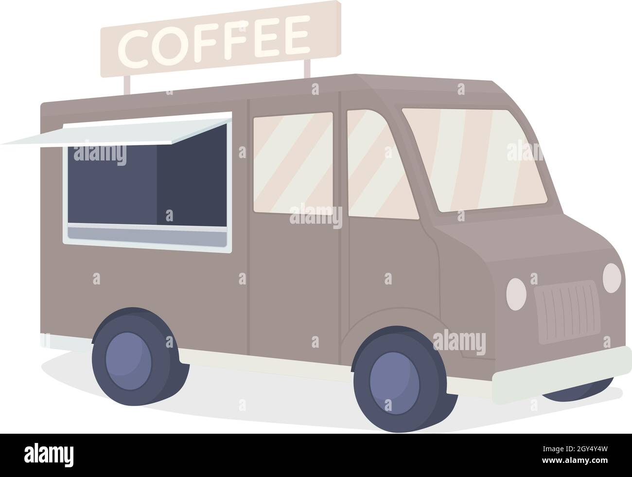 Chariot à café semi-plat couleur vecteur objet Illustration de Vecteur