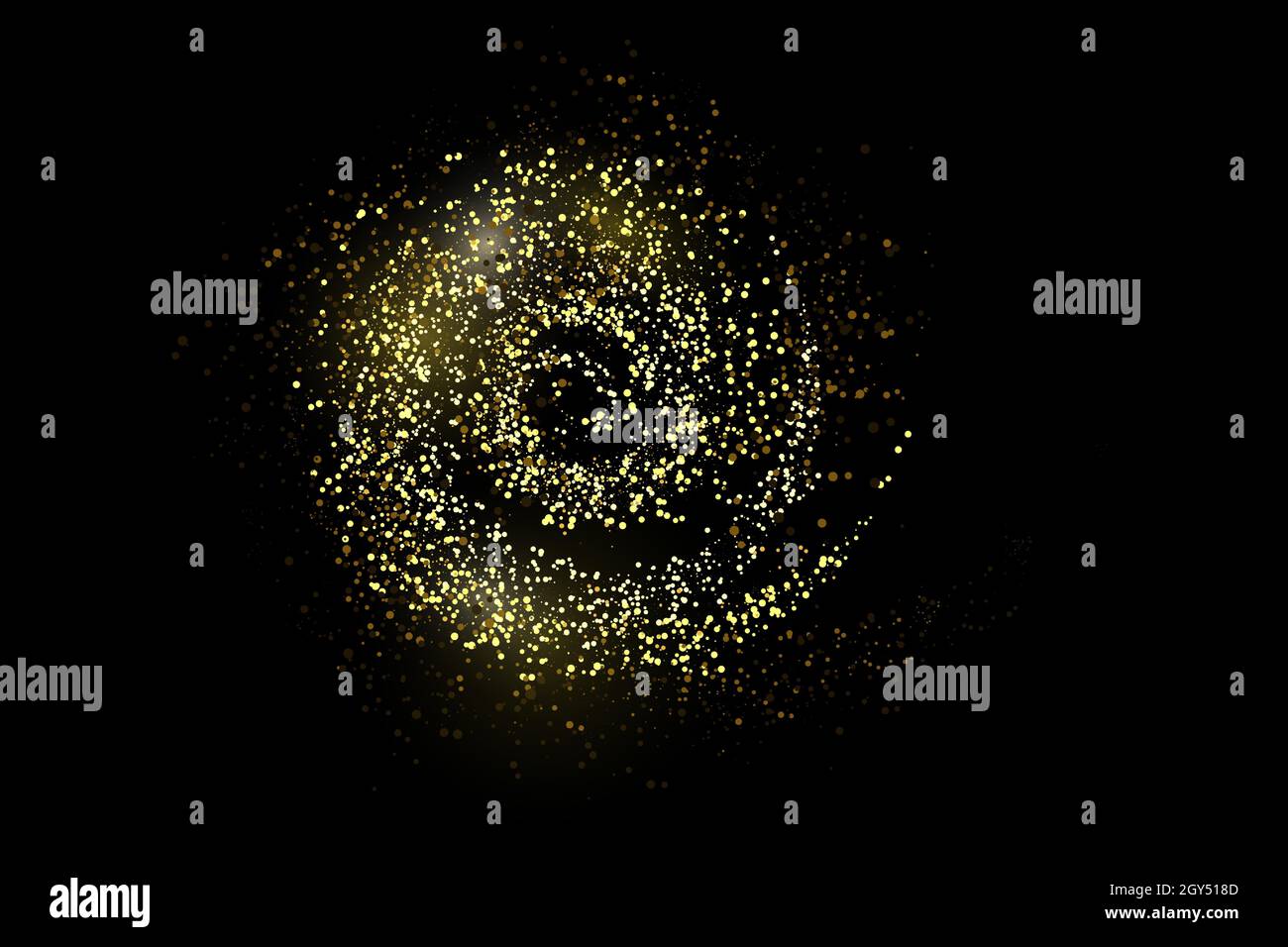 Points scintillants dorés, paillettes, particules et étoiles sur fond noir.effet de lumière abstrait.Points lumineux dorés.Illustration vectorielle. Illustration de Vecteur