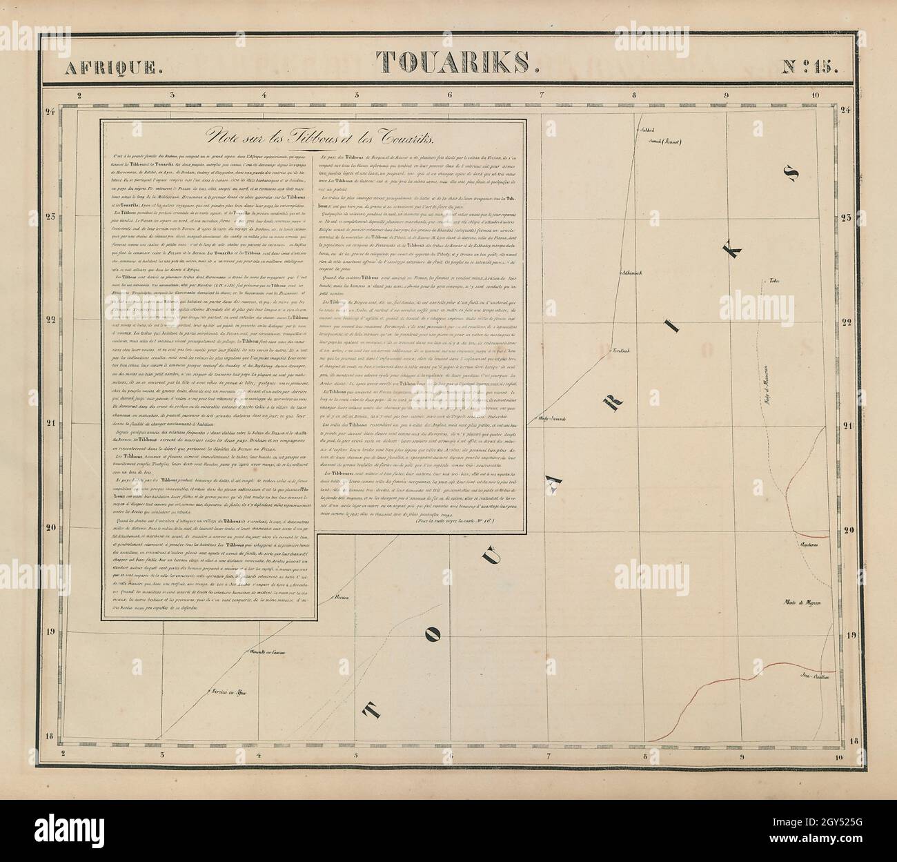 Afrique.Touariks no 15.Sahara au Niger se et Nord Niger carte VANDERMAELEN 1827 Banque D'Images