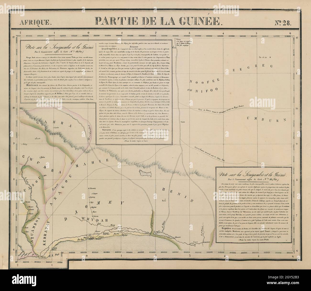 Afrique.Partie de la Guinée 28 Nigeria occidental Bénin Togo VANDERMAELEN 1827 carte Banque D'Images