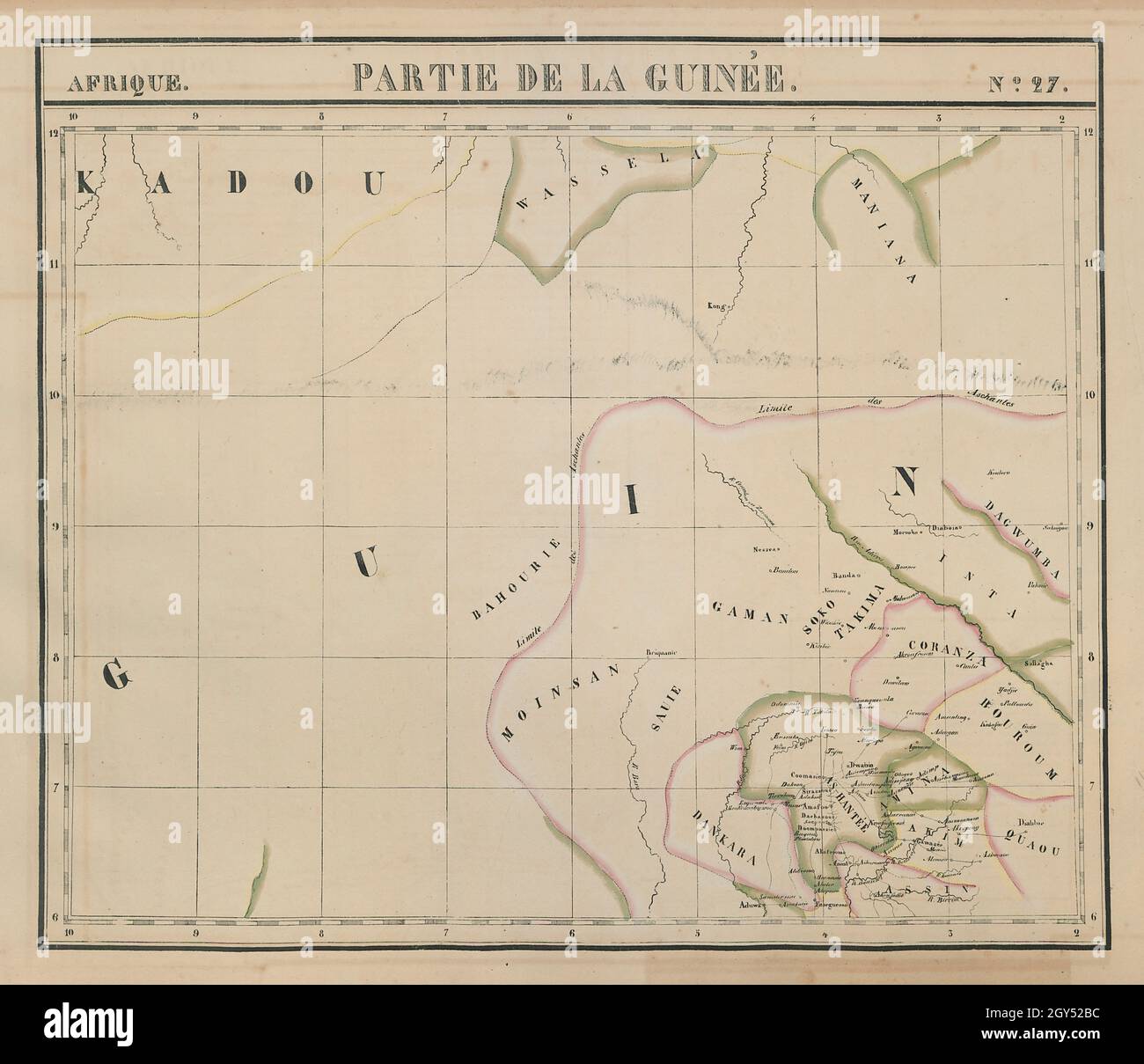 Afrique.Partie de la Guinée #27.Ghana.VANDERMAELEN 1827 carte ancienne Banque D'Images