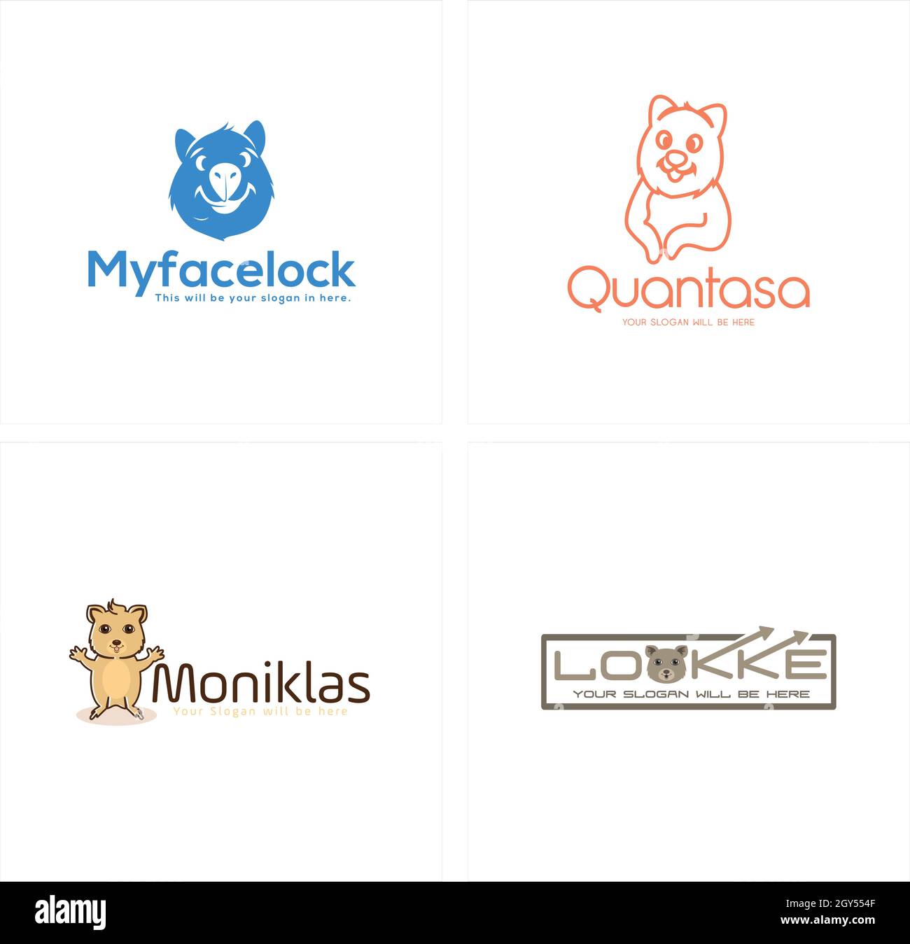 Animaux enfants avec un joli logo Icon Illustration de Vecteur