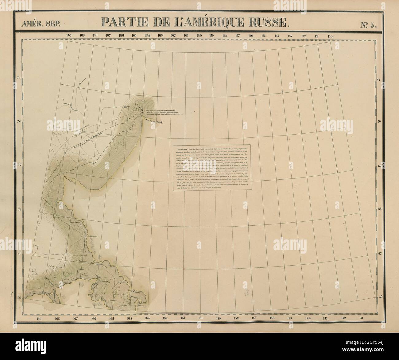 Amér.Septembre. Partie de l'Amérique russe #5 North West Alaska VANDERMAELEN 1827 carte Banque D'Images
