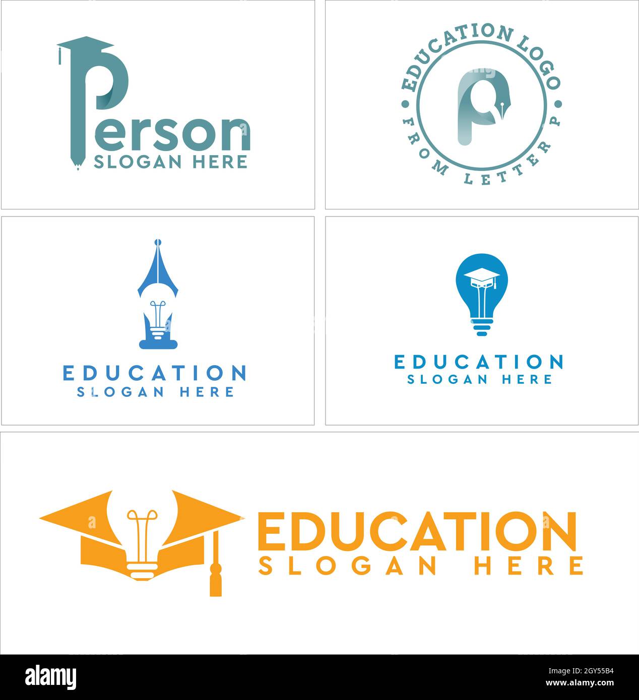 Ensemble de design du logo de l'Académie pour l'enseignement Illustration de Vecteur