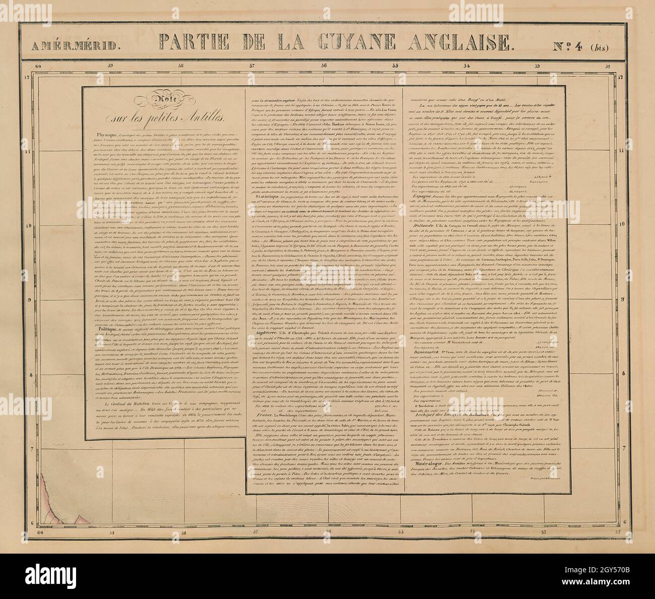 Amér.Mér.Guyane anglaise #4 bis.Guyana Suriname.VANDERMAELEN 1827 ancienne carte Banque D'Images