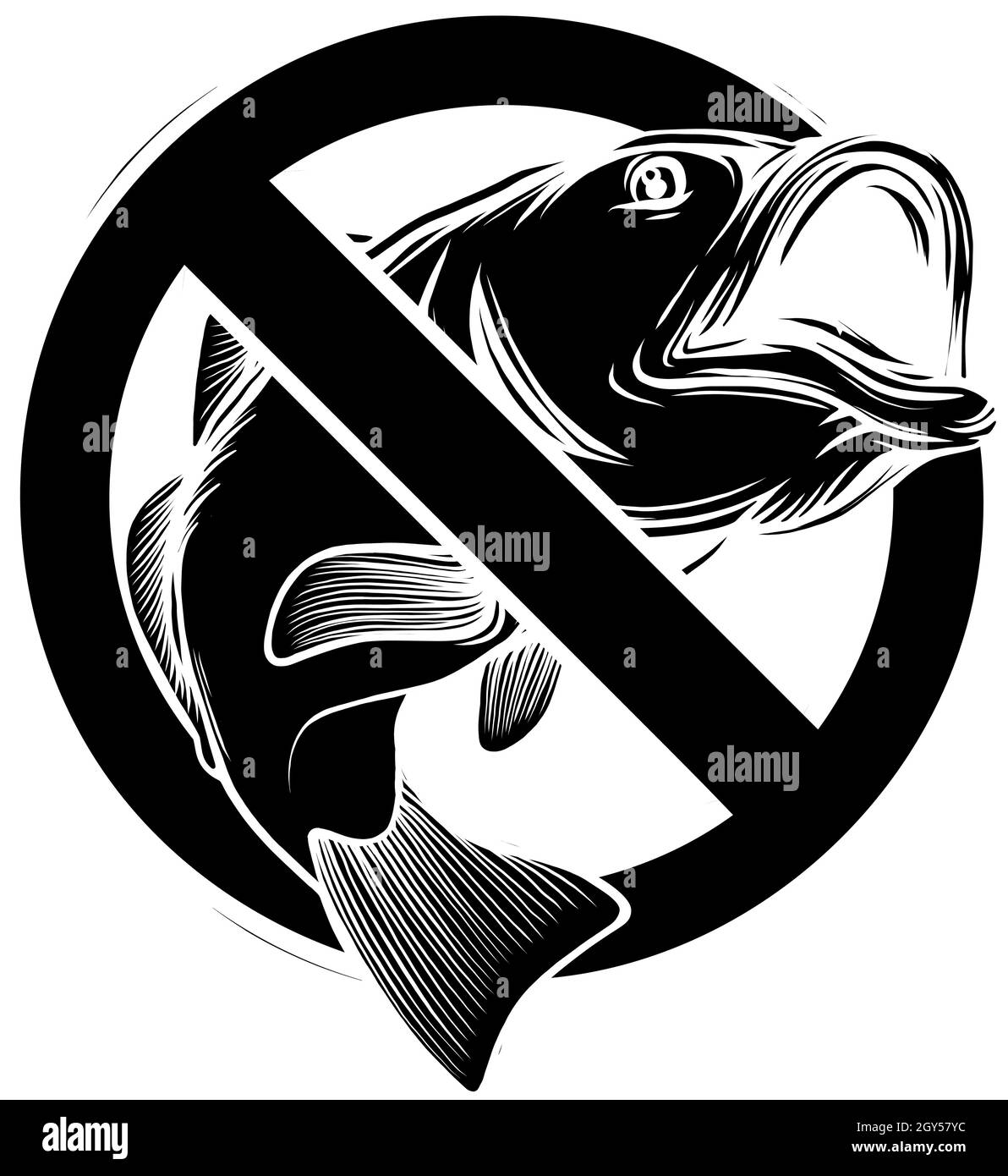 Motif d'illustration vectoriel de symbole de silhouette de poisson Ban Illustration de Vecteur