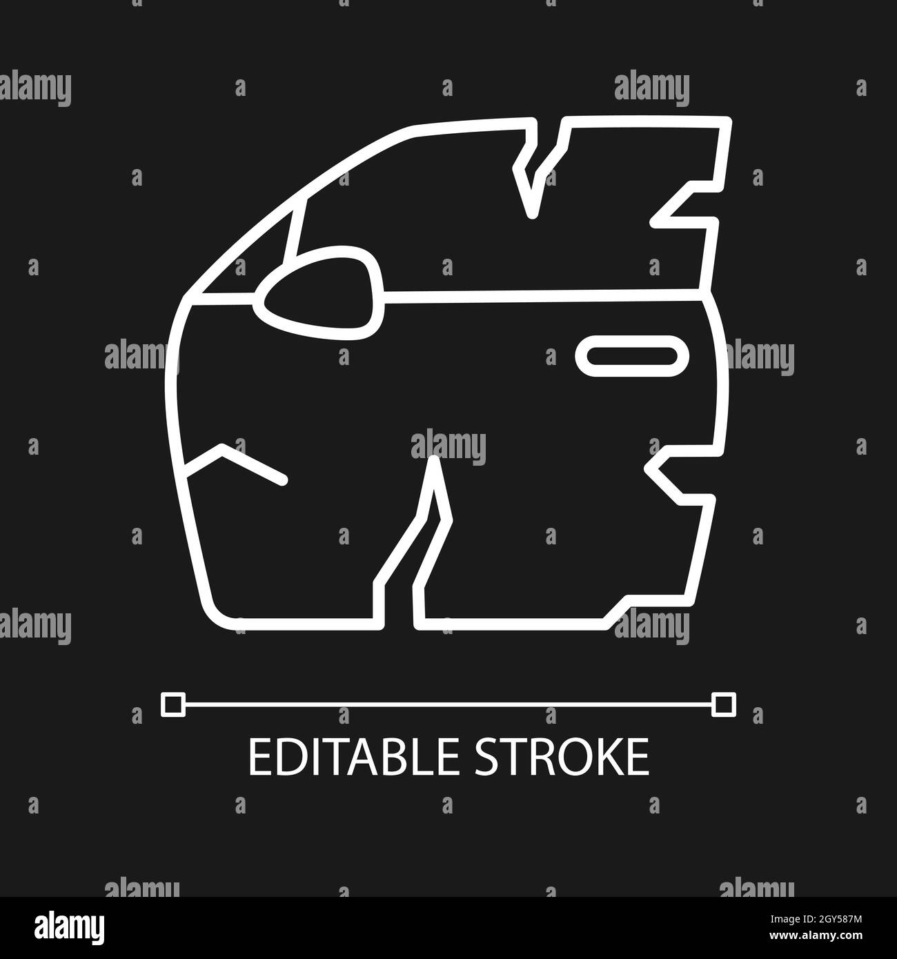 Porte de voiture brisée blanc icône linéaire pour thème sombre Illustration de Vecteur