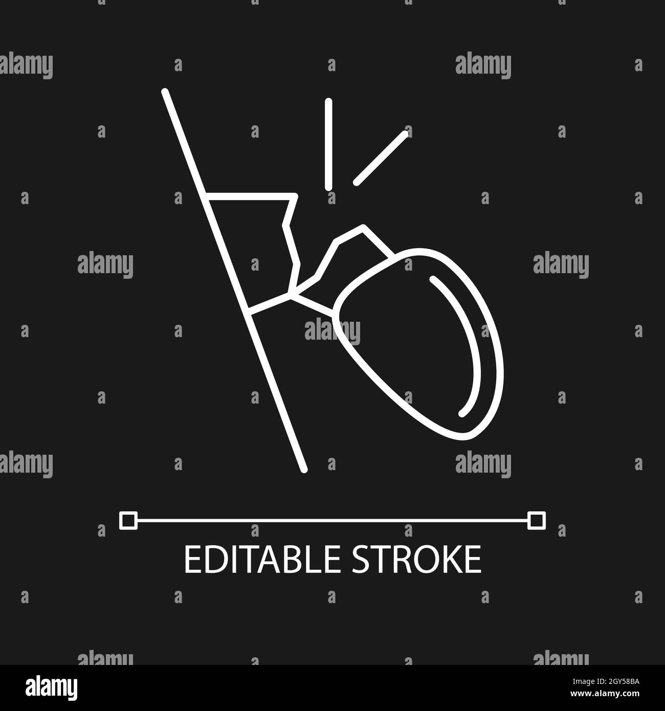 Miroir de vue latérale cassé icône linéaire blanche pour thème sombre Illustration de Vecteur