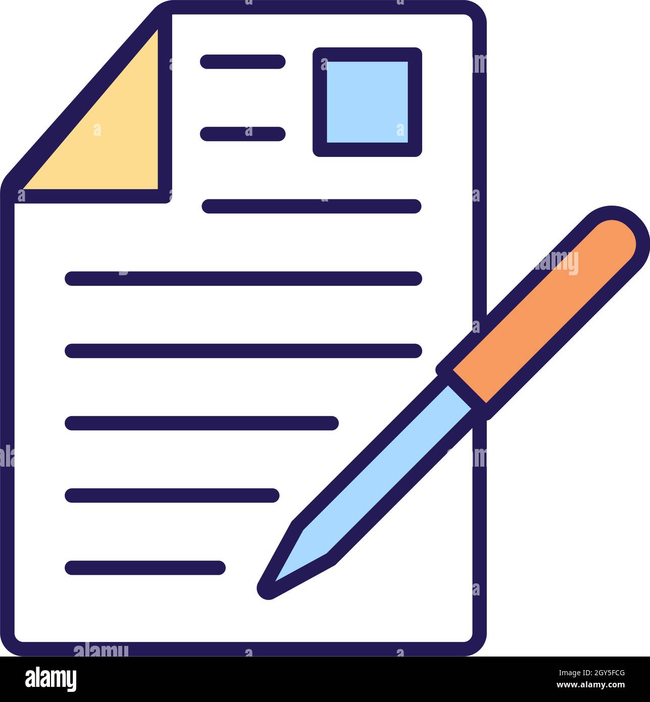 Icône de couleur RVB de signature de document Illustration de Vecteur