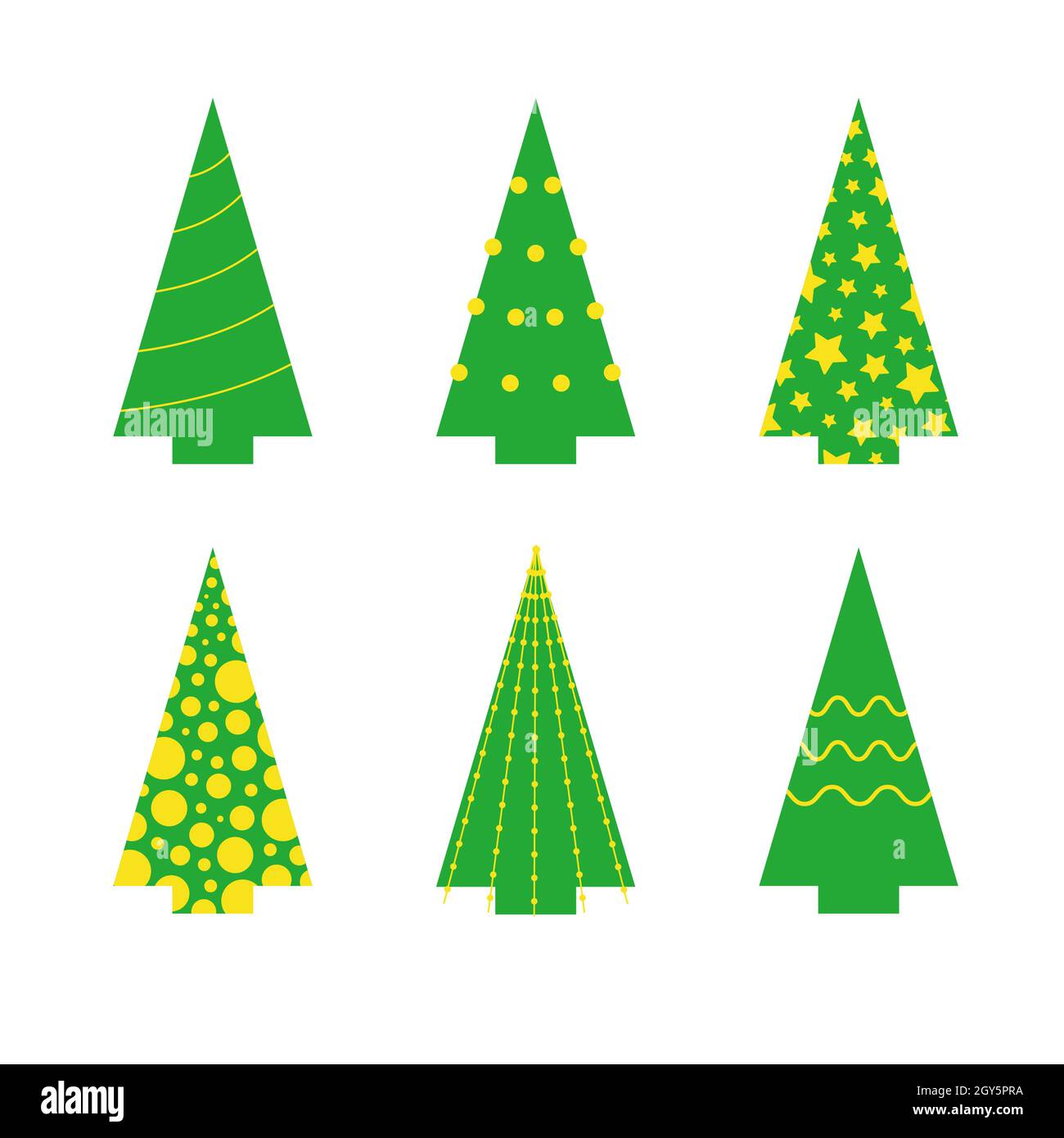 Ensemble d'icônes vectorielles arbres de Noël simples et mignons Illustration de Vecteur