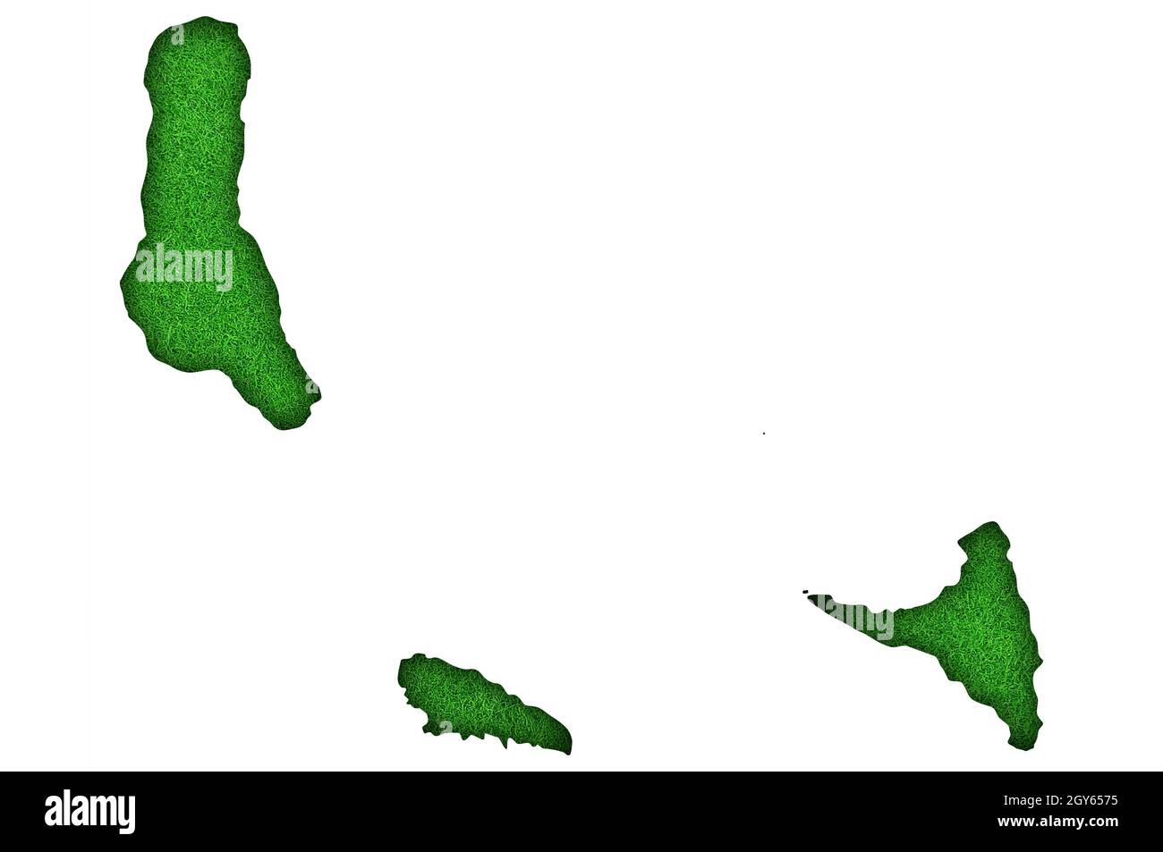 Carte des Comores sur le feutre vert Banque D'Images