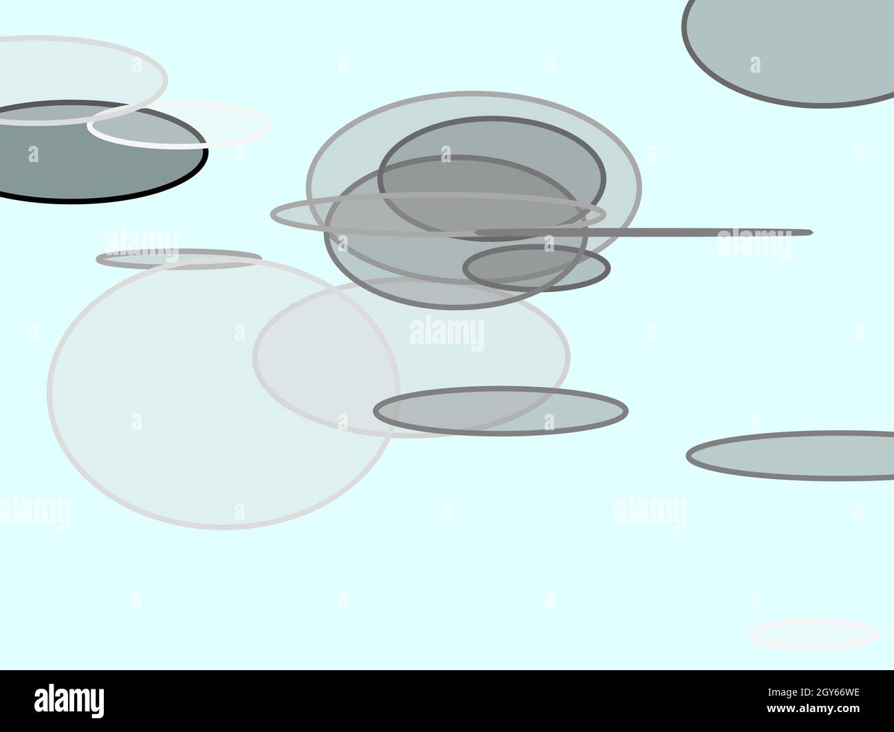 Illustration abstraite minimaliste grise avec ellipses et fond cyan clair Banque D'Images