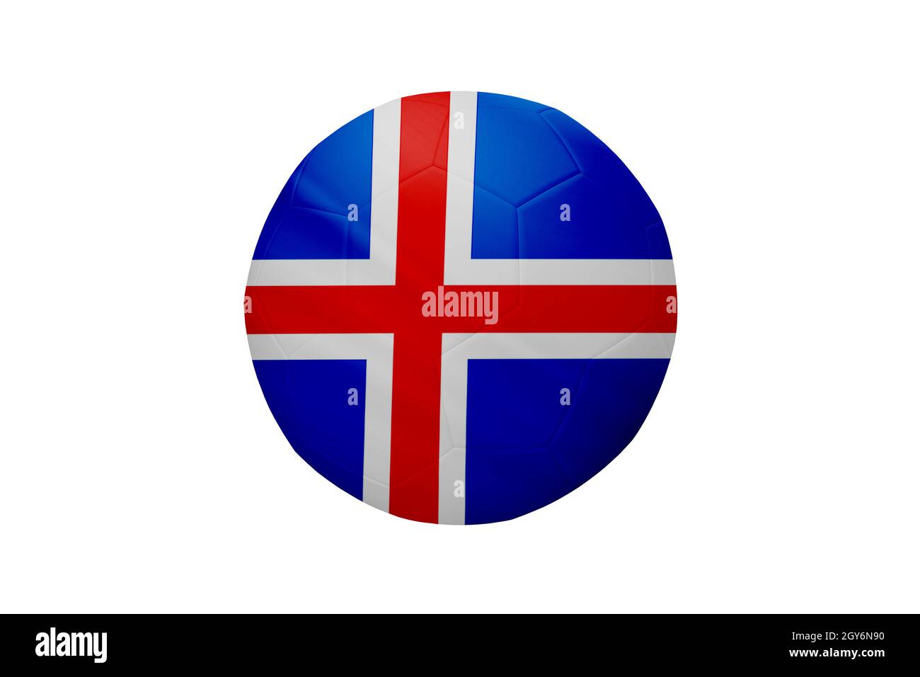 Football aux couleurs du drapeau islandais isolé sur fond blanc. Dans une image de championnat conceptuel soutenant l'Islande. Banque D'Images