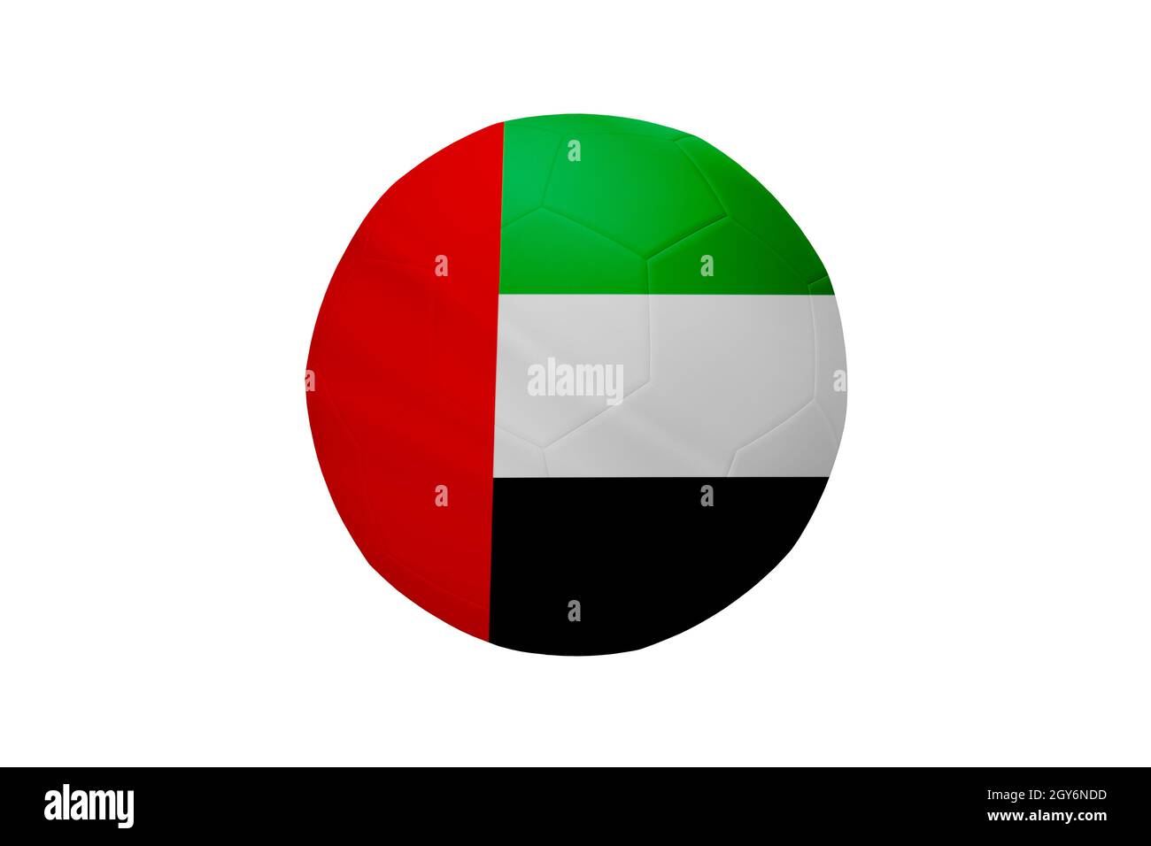Football aux couleurs du drapeau des Émirats arabes Unis isolé sur fond blanc. Dans une image de championnat conceptuel soutenant United Arab Emirat Banque D'Images