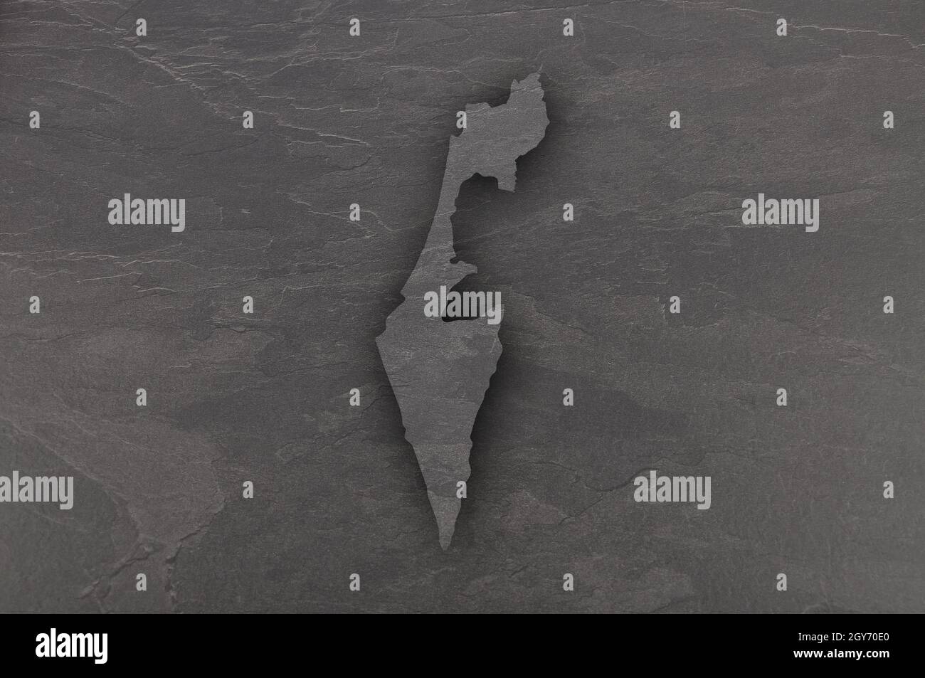 Carte d'Israël sur ardoise sombre Banque D'Images