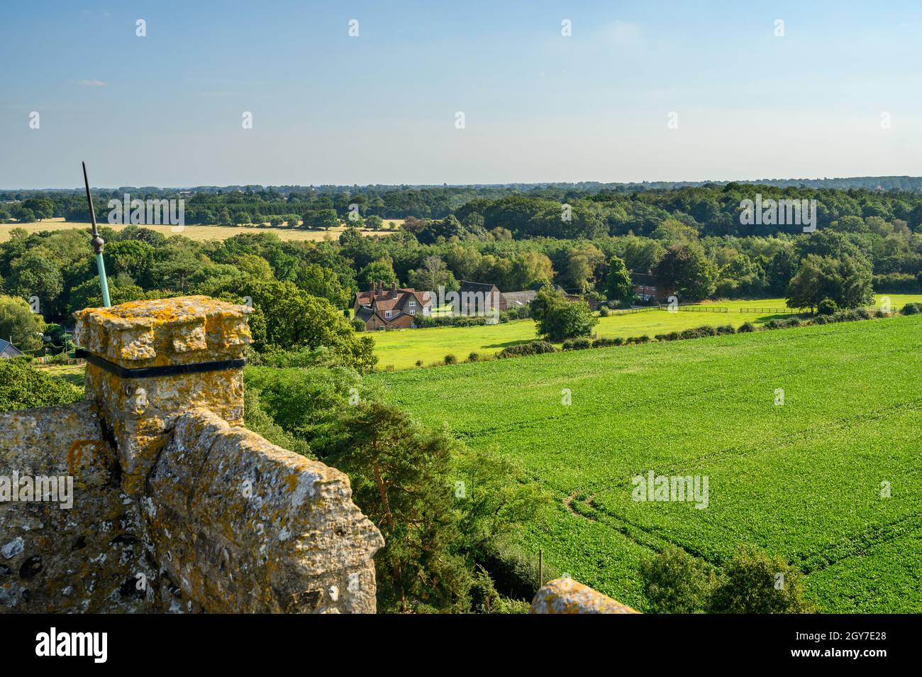 Vue fantastique sur Norfolk Broads depuis le sommet de la tour de l'église St Helen à Ranworth, Norfolk, Angleterre. Banque D'Images