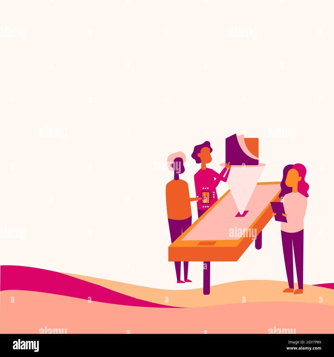 Collègues dessin debout à côté du graphique de projection de tableau. Banque D'Images