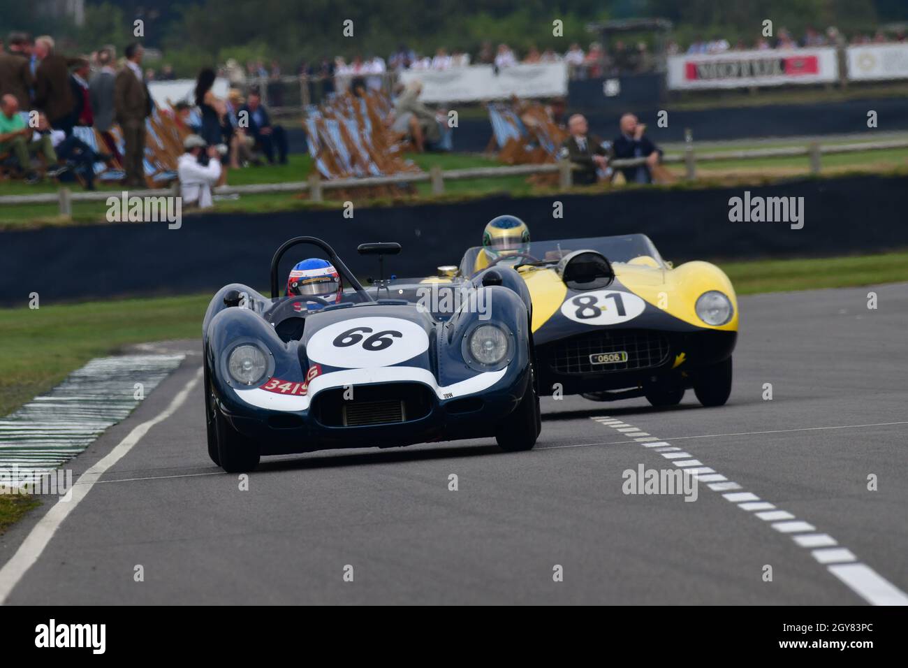 Phil Keen, Lister Jaguar Knobbly, Sussex Trophée, voitures qui ont couru entre 1955 et 1960 dans les catégories des voitures de sport de championnat du monde et pro Banque D'Images