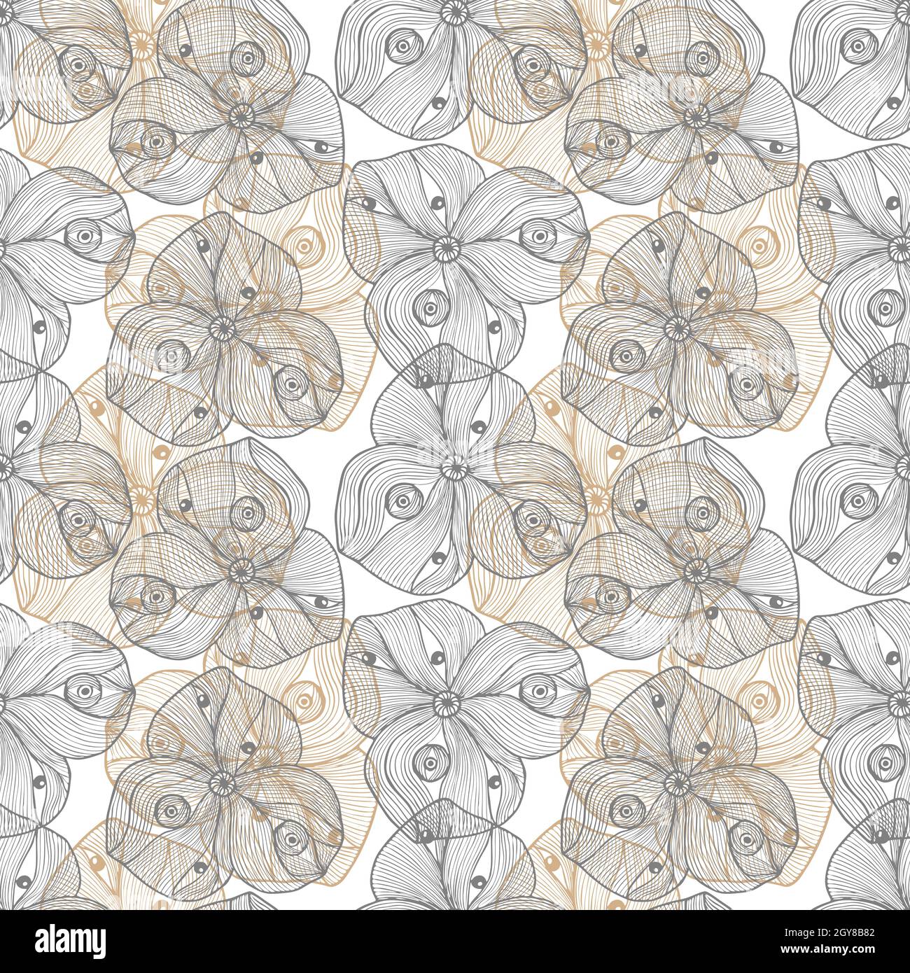 Motif fleurs fantaisie ésotérique contour unreal main dessin griffonnage.Illustration vectorielle Illustration de Vecteur