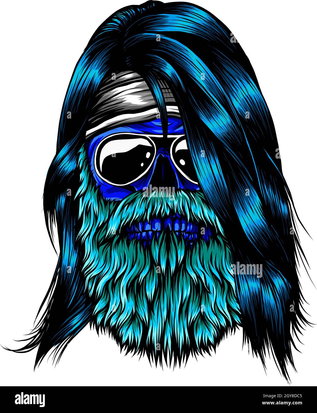 Motif d'illustration du vecteur crânien barbu Banque D'Images