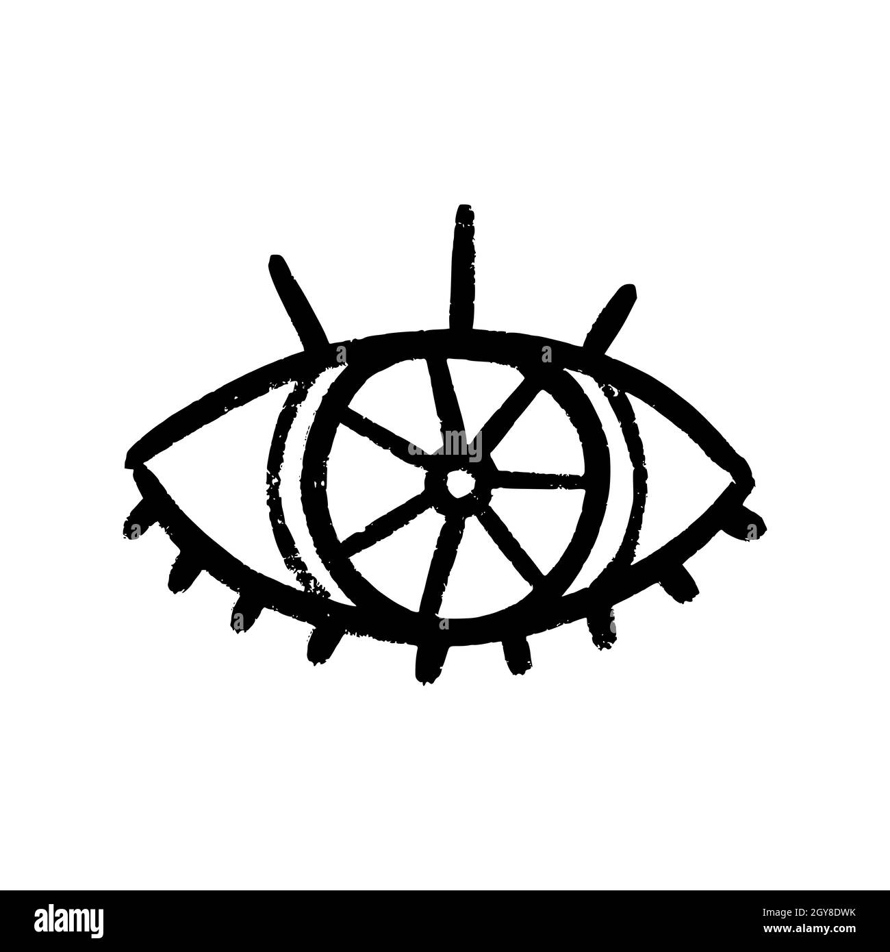 Ensemble de lunettes Doodle dessinées à la main.Collection Mystic Symbols Boho.Mal Eye, Crescent lune et cristaux art. Illustration de Vecteur