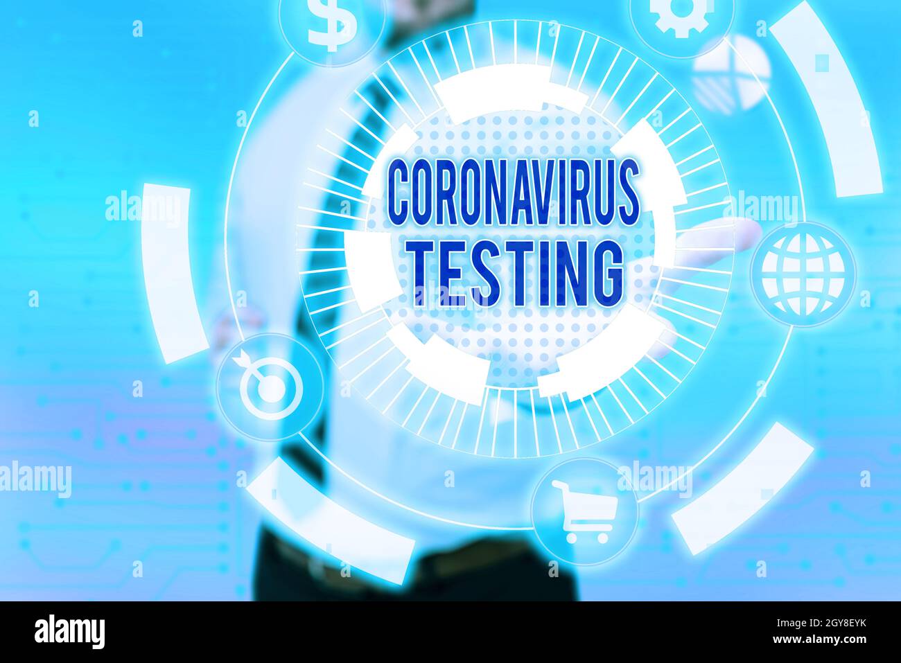 Exposition conceptuelle coronavirus Test, photo conceptuelle collecte d'échantillons d'un patient viable pour identifier SASRSCoV2 Gentelman uniforme debout H. Banque D'Images