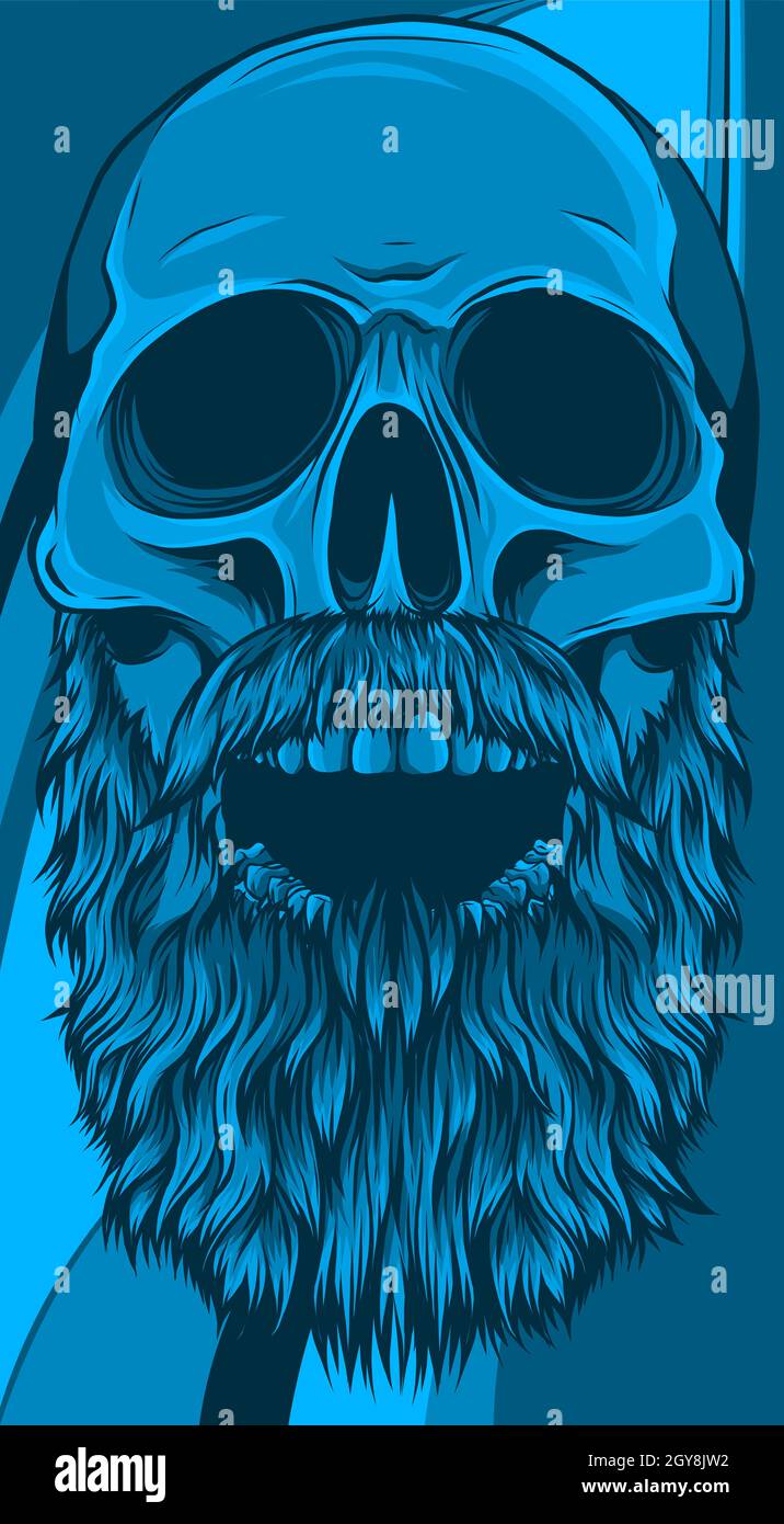 Motif d'illustration du vecteur crânien barbu Banque D'Images