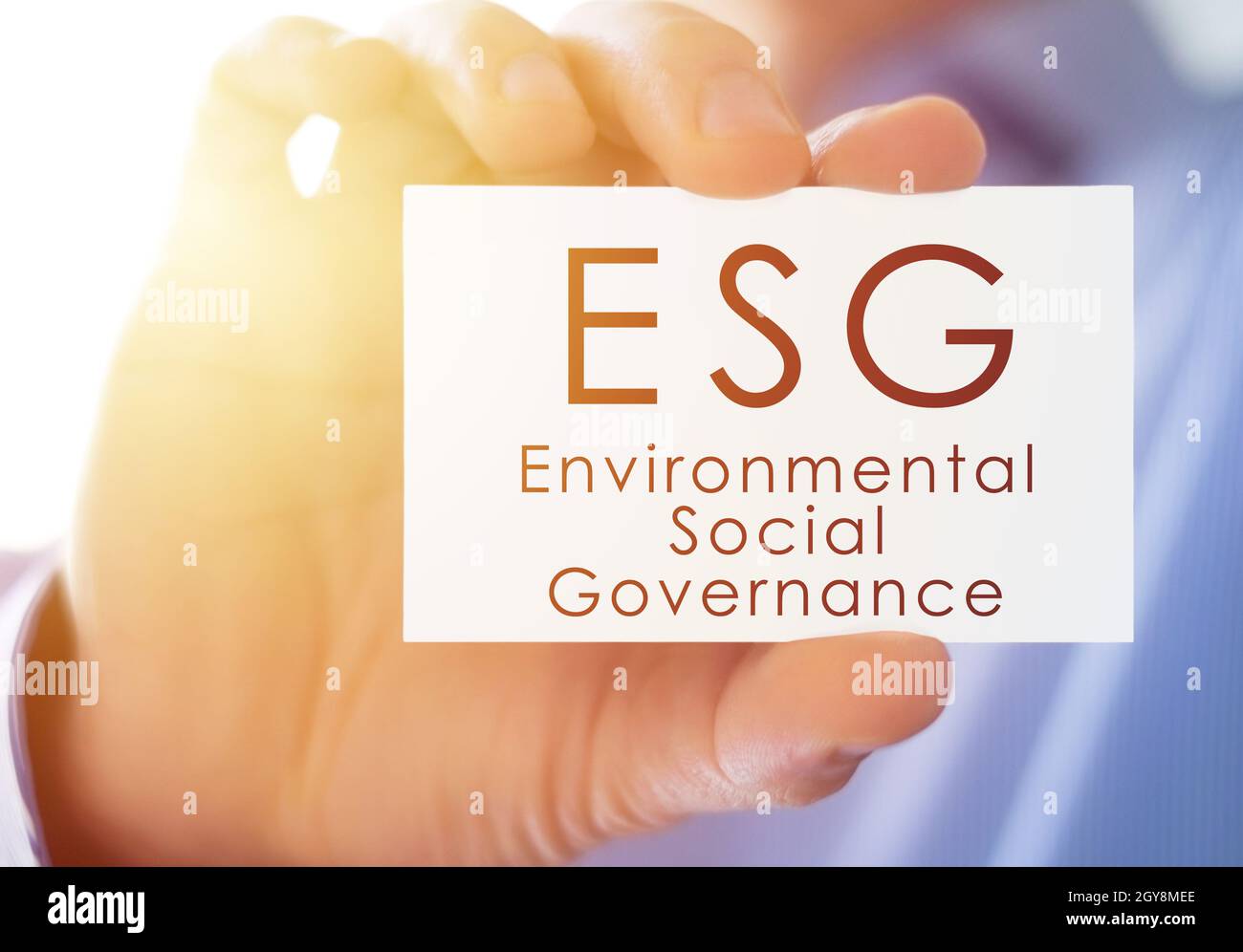 Carte d'affaires de gouvernance sociale environnementale ESG Banque D'Images