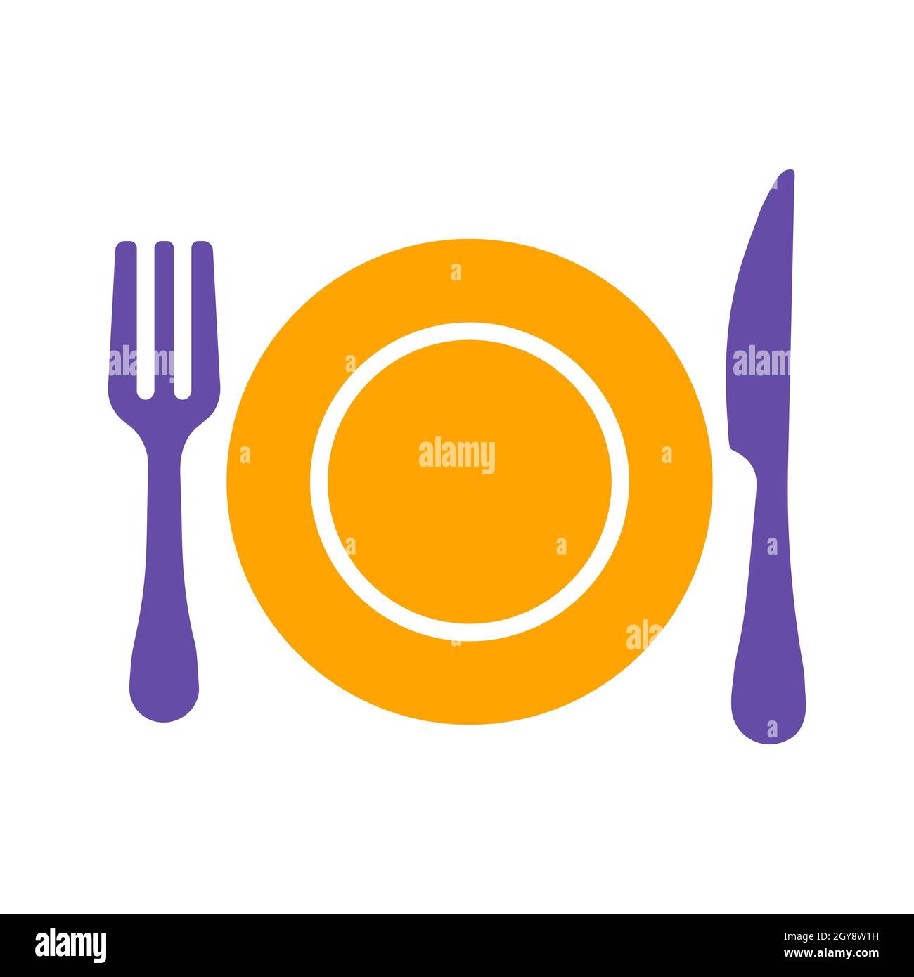 Assiette à dîner, couteau et symbole de glyphe vectoriel de fourchette.  Symbole graphique pour la conception du site Web de cuisine, le logo,  l'application, l'interface utilisateur Photo Stock - Alamy