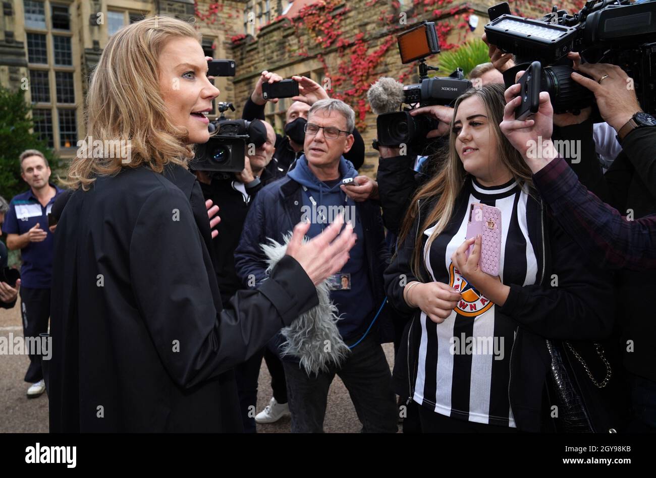 Le financier Amanda Staveley est interviewé à la maison des Dénés de Jesmond, à Newcastle, avant une entrevue après l'annonce de l'approbation de la prise de contrôle de Newcastle par les Saoudiens.Date de la photo: Jeudi 7 octobre 2021. Banque D'Images