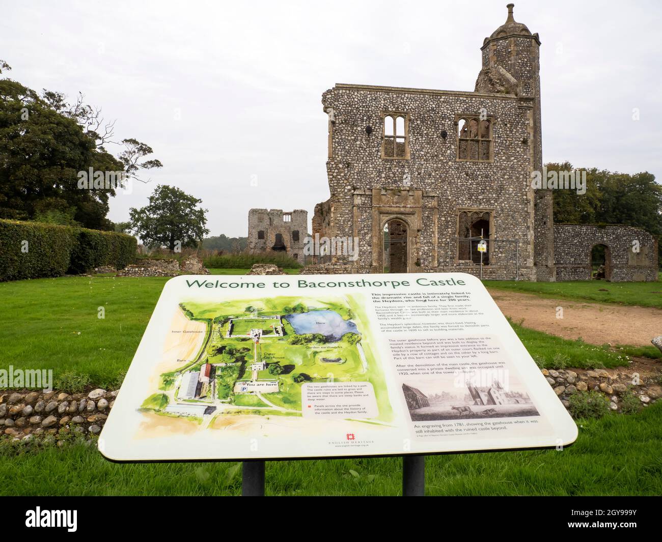 Château de Baconsthorpe, à Baconsthorpe, Norfolk, Royaume-Uni. Banque D'Images