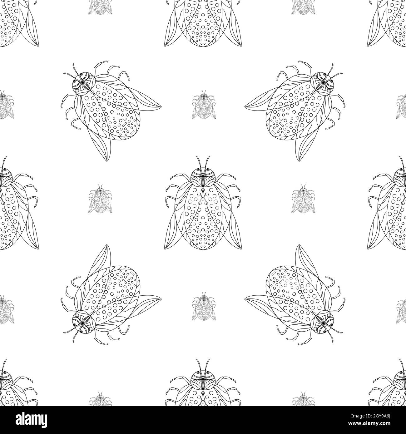 Motif été avec insectes et papillons. Avec un motif textile moderne et tendance Banque D'Images