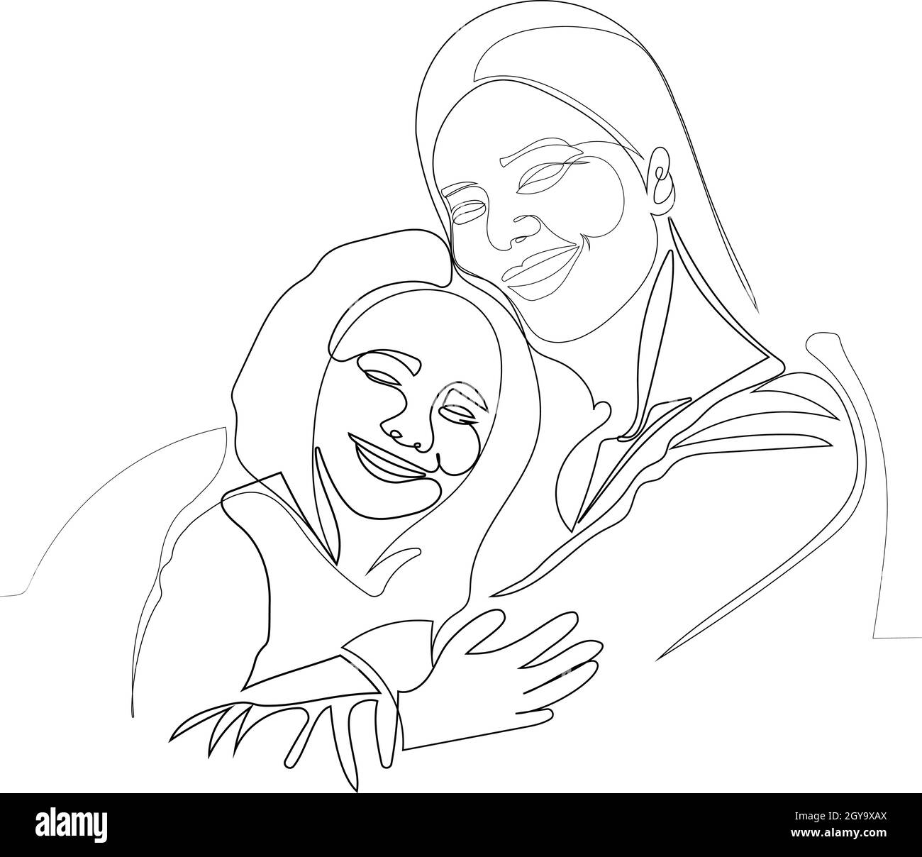 Smiling mother and daughter Illustration de Vecteur