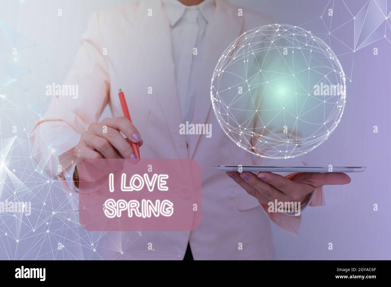Affiche J'aime Spring, Business Approach expliquant pourquoi avoir une forte affection pour cette saison concept de technologie d'entreprise inspirante avec c Banque D'Images