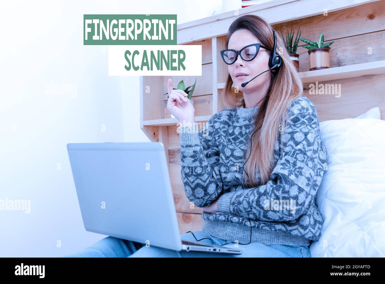 Légende conceptuelle lecteur d'empreintes digitales, Word for Use empreintes digitales pour la validation biométrique pour accorder l'accès Etudiant apprendre de nouvelles choses en ligne, décontracté I Banque D'Images