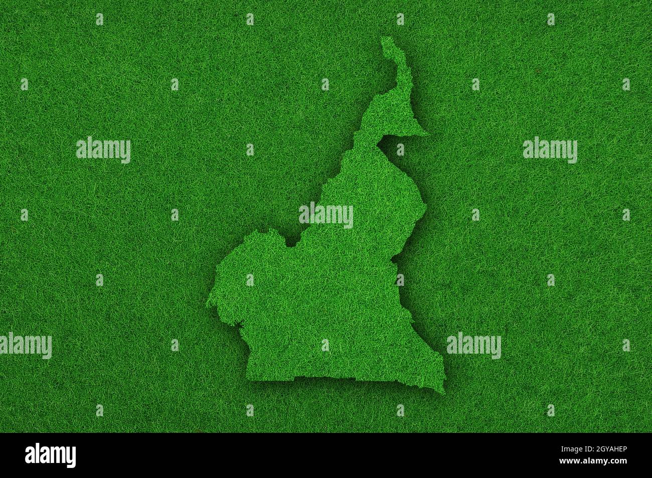 Carte du Cameroun sur feutre vert Banque D'Images